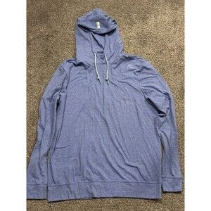 Rhoback Hesi Performance Hoodie Mens S Blue Pullover Top Stretch Long Sleeve